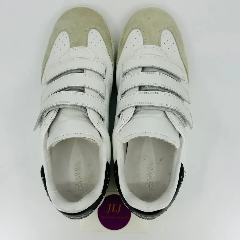 Isabel Marant Women's Beth White & Black Leather Studded Sneakers Size 41/ 11 US